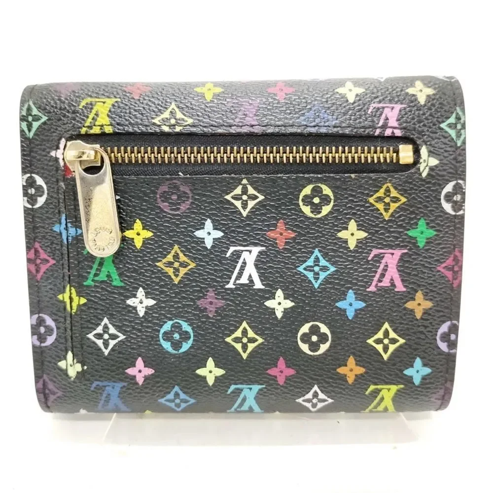 Auth Louis Vuitton Multicolor Monogram Murakami Portefeuille Joey Compact Wallet
